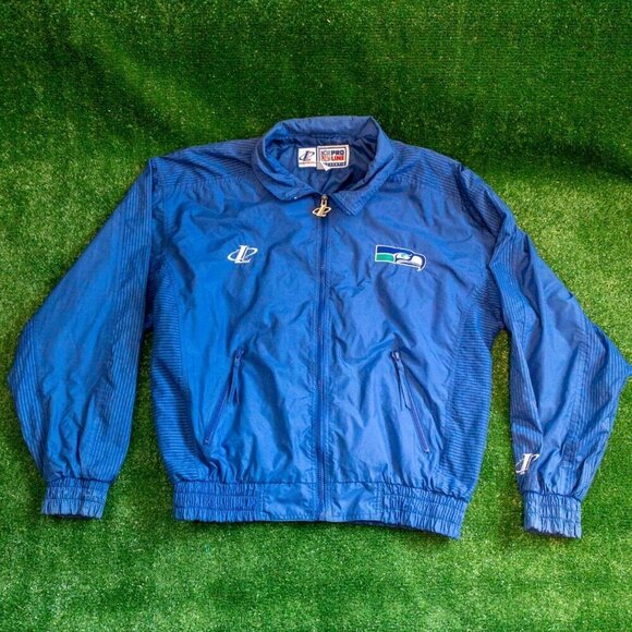 VINTAGE LOGO ATHLETIC PRO LINE NFL SEAHAWKS MENS JACKET SPELL OUT 90S SIZE L - Picture 8 of 8